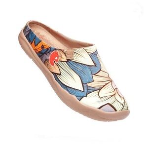 UIN NELUMBO MALAGA Women's Canvas Floral Shoes/Mules - Size 9.5